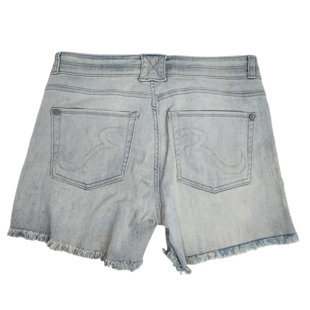 Rock & Republic Shorts Women's 12 Bonnaroo Denim Cut Offs Light Blue‎